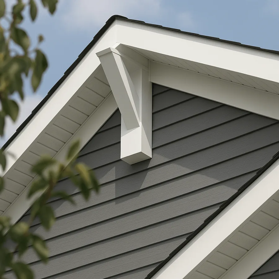 White soffit and fascia detail on a gable roofline